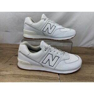 New Balance 574 White Leather Gum Sole Mens Sneakers U574FHN Size 13